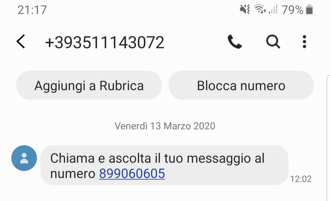 Nuova Truffa Telefonica Tramite SMS (finta Segreteria Telefonica)